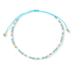 Темно-Голубой Браслеты из бисера из стеклопластика, плетеные браслеты из нейлонового шнура для женщин, рондель, глубокое синее небо