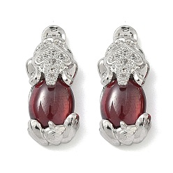 Платина Кабошоны из кубических цирконий с латунным паве, Pi Xiu, cmолой, без кадмия и без свинца, долговечный, стойки покрытие, платина, 19x8x6.5 мм