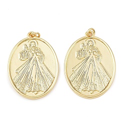 Настоящее золото 18K Латунные подвески, Господи Иисусе, без кадмия и без свинца, стойки покрытие, долговечный, с целью перехода в кольце, реальный 18 k позолоченный, 35x25x2 мм, отверстие : 3 мм