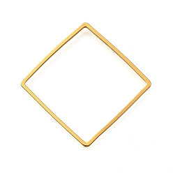 Настоящее золото 18K Латунные соединительные колечки, ромб, реальный 18 k позолоченный, 27x27x1 мм, внутренний диаметр: 26x26 мм