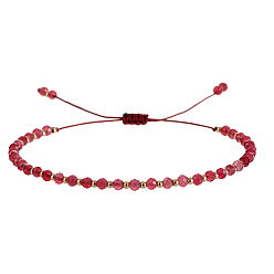Гранат Плетеные браслеты из натуральных гранатовых бусин для женщин, круглые, граненые, 5-1/2 дюйм (14 см) ~ 9-7/8 дюйм (25 см)