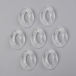 Clear Transparent Acrylic Linking Rings, Quick Link Connectors, for Curb Chains Making, Frosted, Unwelded, Twist, Clear, 39.5x29.5x7.5mm, Inner Diameter: 22x11mm