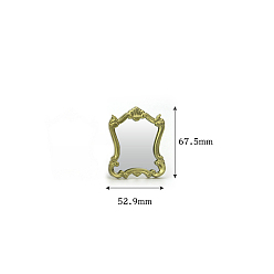 Золотистый Миниатюрные зеркала из смолы в стиле ретро, для стены кукольного домика, украшение стола, золотые, 67.5x52.9 мм