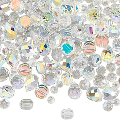 Прозрачный 114шт прозрачные гальванические стеклянные бусины, граненые, разнообразные, прозрачные, 5.5~8x5.5~8x4~6 мм, отверстие : 1.2~1.6 мм