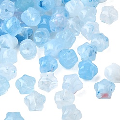 Светло-Голубой Прозрачные акриловые бусины, звезда, два тона, Небесно-голубой, 11x13x10.5 мм, отверстие : 1.6 мм, Около 595 шт / 500 г