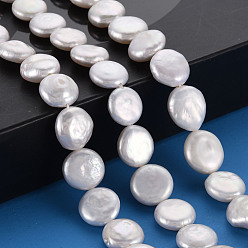 Seashell Color Natural Keshi Pearl Beads Strands, Cultured Freshwater Pearl, Flat Round, Seashell Color, 11~12x3~7mm, Hole: 0.6mm, about 31~32pcs/strand, 14.96 inch(38cm)