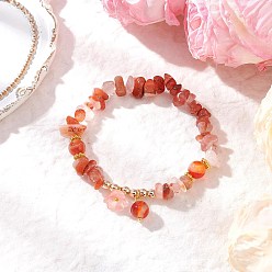 Red Agate Браслеты с подвесками из натурального красного агата и круглых бусин, эластичные браслеты для женщин, со стеклом, внутренний диаметр: 2 дюйм (5 см)