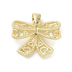 Настоящее золото 18K Стойки обшивки латунные подвески, долговечный, без кадмия и без свинца, бантом, реальный 18 k позолоченный, 17x21x5.5 мм, отверстие : 3.4x4.4 мм