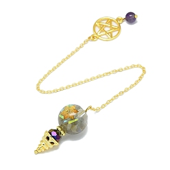 Лабрадорита Круглый маятник из смолы, большие подвески, натуральный лабрадорит, не содержащий кадмия и свинца, фурнитура из позолоченной латуни, конус очарование, 215 мм