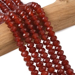 Красный Агат Природные пряди сердолик бисера, рондель, граненые, окрашенная и подогревом, 5.5~6.5x4.5 мм, отверстие : 1 мм, около 91~94 шт / нитка, 15.35'' (39 см) ~ 15.43'' (39.2 см)