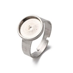 Нержавеющая Сталь Цвет Регулируемые элементы 304 из нержавеющей стали, 201 плоская накладка на основание из нержавеющей стали, плоско-круглые, цвет нержавеющей стали, лоток : 10 мм, внутренний диаметр: 18 мм