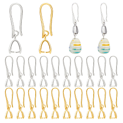 (52) Непрозрачная лаванда 4 наборы 2 цвета латунные крючки для сережек, с поручителями, разноцветные, 28 мм, штифты : 1 мм, 2 наборы / цвет