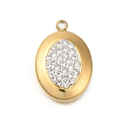 Настоящее золото 18K Ионное покрытие (ip) 304 нержавеющая сталь с подвесками из стразов и полимерной глины, ручная полировка, овальные, реальный 18 k позолоченный, 17x11.5x3.5 мм, отверстие : 1.4 мм