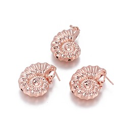 Розовое Золото Латунные подвески и серьги, спиральная оболочка, розовое золото , 39.5x28.5x12 мм, отверстие : 6x8 мм, 34x28x12 мм, штифты : 1.2 мм