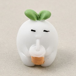 Green Opaque Resin Sprout Elf Drink Milk Tea Ornament, Home Office Micro Landscape Desktop Decoration, Green, 23x19x24mm