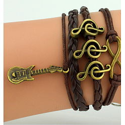 Кокосово-Коричневый Многорядные браслеты из искусственной кожи для женщин и мужчин, кокосового коричневый, 6-3/4~7-1/8 дюйм (17~18 см)