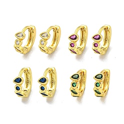 (52) Непрозрачная лаванда Серьги-кольца из латуни с микропаве из кубического циркония, реальный 18 k позолоченный, разноцветные, 11x4 мм