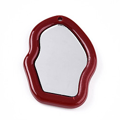 (123L) Белый крем непрозрачный блеск Акриловые большие подвески, с акриловой зеркальной поверхностью, огнеупорный кирпич, 62x41x7 мм, отверстие : 3.2 мм