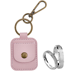 Pink Pendentif porte-bague rectangulaire en cuir synthétique, avec les accessoires en alliage, pour alliance, médiators de guitare, rose, 130mm