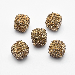 Светлый Колорадский Топаз Бусины со стразами, полимерная глина , кубические, lt.col.topaz, 11~12x11~12x11~12 мм, отверстие : 1 мм