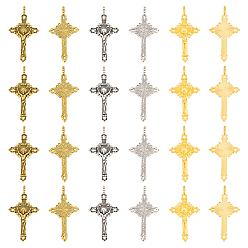 (52) Непрозрачная лаванда 24 шт 3 цвета подвески из сплава, без кадмия и без свинца, на Пасху, кулон крест распятия, разноцветные, 50x28x3 мм, 8 шт / цвет