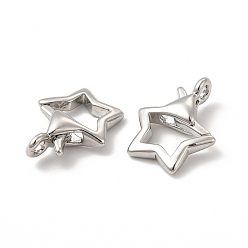 Платина Латунная пружинная застежка, без кадмия и без свинца, звезда, платина, 14.5x11.5x4 мм, отверстие : 1.5 мм