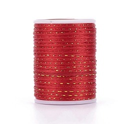 Красный Полиэфирного корда, с золотой металлической нитью, китайский вязать шнур, красные, 1.5 мм, около 4.37 ярдов (4 м) / рулон
