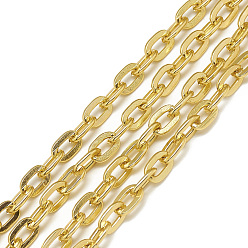 Gold Aluminum Cable Chains, Unwelded, Flat Oval, Gold, 8x5x1.4x1mm, about 100m/bag