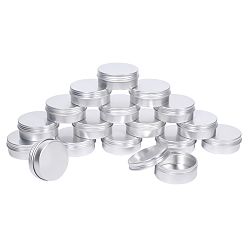 Платина Круглые алюминиевые жестяные банки, алюминиевая банка, контейнеры для хранения косметики, свечи, конфеты, с винтовой крышкой, платина, 51.5x19 мм, 24 шт / коробка