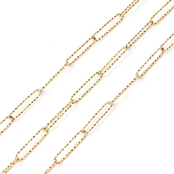 Золотой Ионное покрытие (ip) 304 цепочки из текстурированной нержавеющей стали для канцелярских скрепок, пайки, с катушкой, золотые, 20x4x1 мм, около 16.40 футов (5 м) / рулон