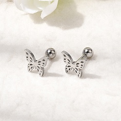 Бабочка 304 кольца для костей носа из нержавеющей стали, украшения для пирсинга носа, с 201 из нержавеющей стали бусы, не тускнеет, бабочка, 8x9.5 мм, штифты : 7x1 мм