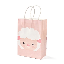 Goat Bolsas de papel rectangulares, con mango, para bolsas de regalo y bolsas de compras, patrón de cabra, 14.9x8.1x21 cm