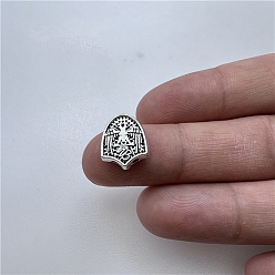 Античное Серебро Сплавочные овальные бусины тибетского стиля , кисточка вилка линкер, античное серебро, 12x11 мм, отверстие : 2 мм, Около 303 шт / 500 г