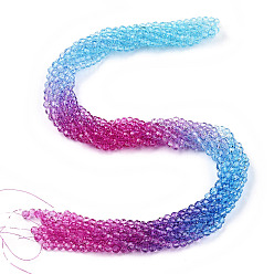 Разноцветный Прозрачные стеклянные бусины, сегментированные разноцветные бусины, граненый (32 граней), круглые, красочный, 4 мм, отверстие : 0.8 мм, около 85~90 шт / нитка, 12.40~12.80 дюйм (31.5~32.5 см)