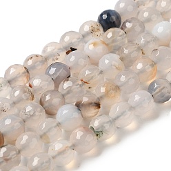 Снежный Нити окрашенных и нагретых бусин из натурального агата, граненые, круглые, снег, 8 мм, отверстие : 1.2 мм, около 48 шт / нитка, 15.12'' (38.4 см)