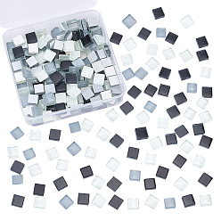 Gray Glass Cabochons, Mosaic Base, Square, Gray, 10x10x4mm, 250g/box