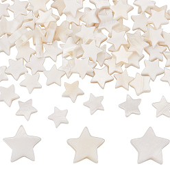 Морская Ракушка 2 нити из натуральных пресноводных бусин из ракушек, пентаграmmа, цвет морской раковины, 7.5~8.5x7.5~9x2 мм, отверстие : 0.6 мм, около 56 шт / нитка, 15.12 дюйм (38.4 см)