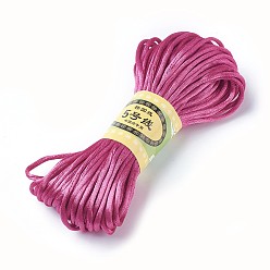 Camélia Cordon de polyester coréen, corde à nouer chinoise, cordon de rattail satiné, camélia, 2.5mm, environ 21.87 yards (20m)/paquet