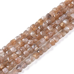 Sunstone Natural Sunstone Beads Strands, Faceted, Cube, 4.5x4.5x4.5mm, Hole: 0.8mm, about 86~88pcs/strand, 15.35 inch(39cm)
