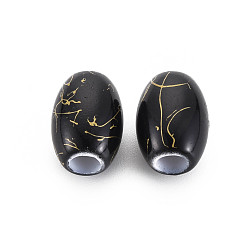 Черный Краска для выпечки непрозрачная европейская акриловая бусина, бусины с большим отверстием, волочильных станов, баррель, чёрные, 13x17.5 мм, отверстие : 5.5 мм, Около 299 шт / 500 г