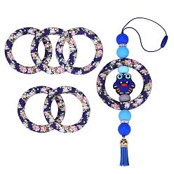 (52) Непрозрачная лаванда 5 шт. кольцо из экологически чистого пищевого силикона фокусные бусины, красочный, 65x9.5 мм, отверстие : 3 мм, внутренний диаметр: 44 мм