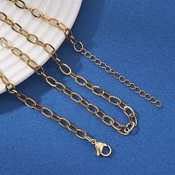 Золотой 4мм 304 ожерелья из нержавеющей стали с цепочкой для женщин, золотые, 17.60 дюйм (44.7 см), ссылка: 6.5x4x1 mm