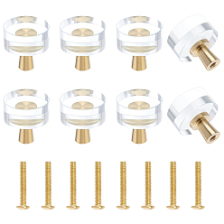 Golden Brass & Glass Round Cabinet Door Knobs, Wardrobe Drawer Pulls Cabinet Handles, with Iron Screws, for Dresser Drawers, Golden, 26x25mm