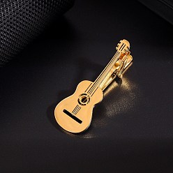 Золотой Зажимы для галстука в форме гитары из нержавеющей стали, золотые, 55x20 мм