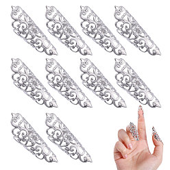 Платина 10шт. полые железные накладки на ногти для пальцев, накладной гвоздь, конус, платина, 43x13x11 мм, 5 шт / комплект