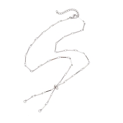 Нержавеющая Сталь Цвет 304 изготовление цепочек из нержавеющей стали с плоскими звеньями, с латунными скользящими бусинами, цвет нержавеющей стали, 20.63 дюйм (52.4 см)