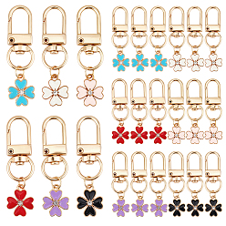 (52) Непрозрачная лаванда 24 шт. 6 цвета, подвески из эмали из цветочного сплава, украшения, с поворотными застежками сплава, разноцветные, 50 мм, 4 шт / цвет