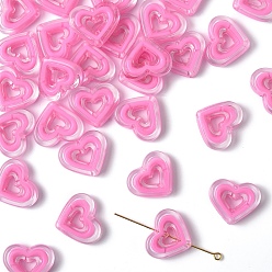 Бледно-Розовый 30шт акриловые бусины, бусина в бусине, сердце, розовый жемчуг, 19.5x23x6 мм, отверстие : 3 мм