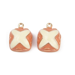 Food Подвески из латунного сплава, с эмалью, стойки покрытие, золотые, хлеб, 16x13x6.5 мм, отверстие : 1.5 мм