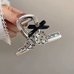 Платина Заколки для волос в форме банта из сплава ацетата целлюлозы в горошек с изображением сердечка любви, аксессуары для волос для женщин девушки густые волосы, платина, 80x55x50 мм